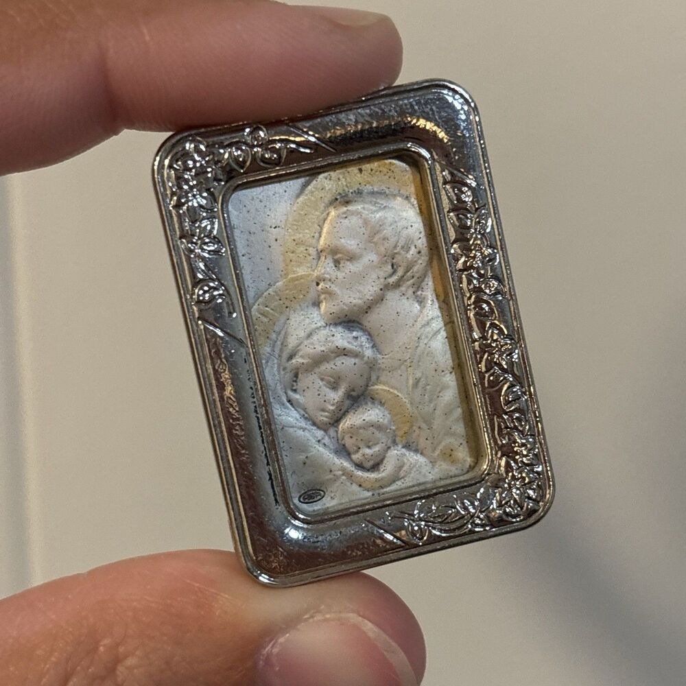 Framed Sterling Silver THE HOLY FAMILY Italy